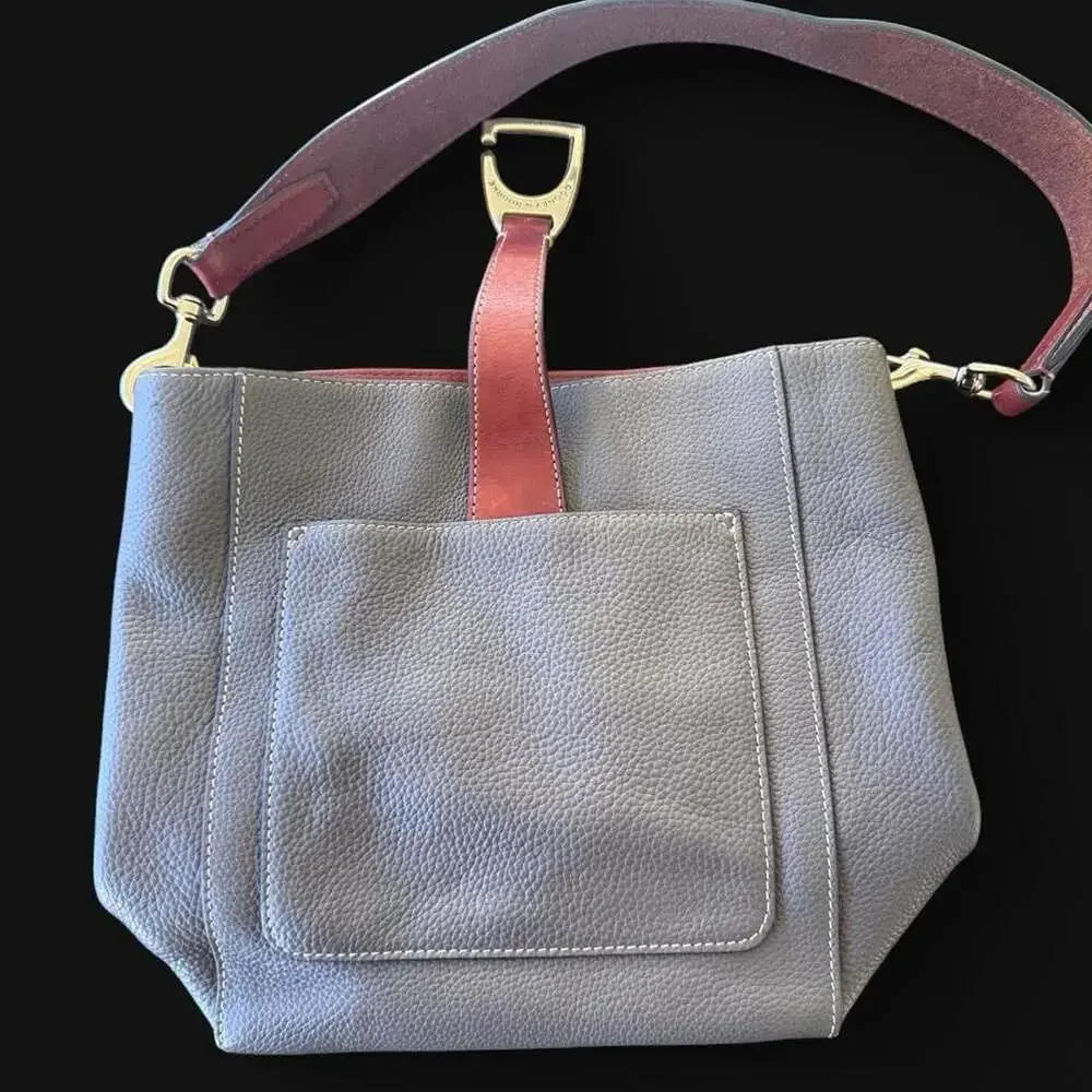 1975 Dooney & Bourke Derby Pebbled Leather Hobo Shoulder Bag Med Gray J14803780